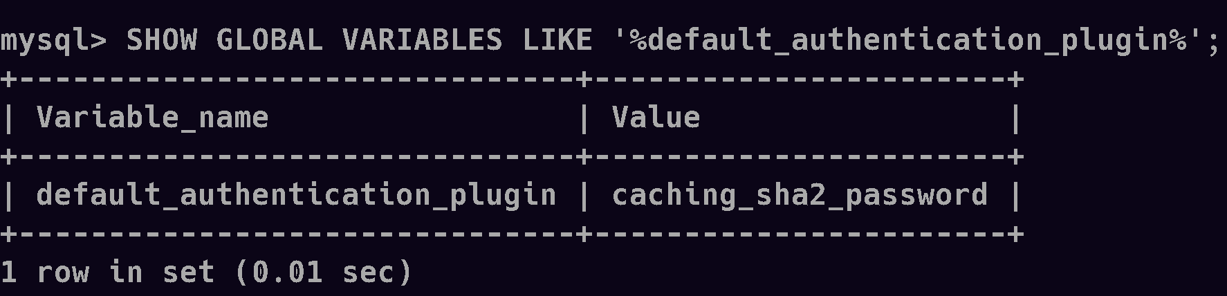 default authentication plugin